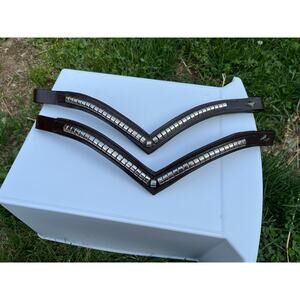 BlackJak Refinery Clincher V-Shaped Browbands - Brown with Silver